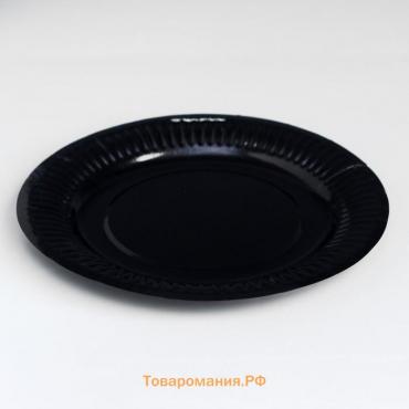 Тарелка одноразовая "Черная" ламинированная, картон, 18 см