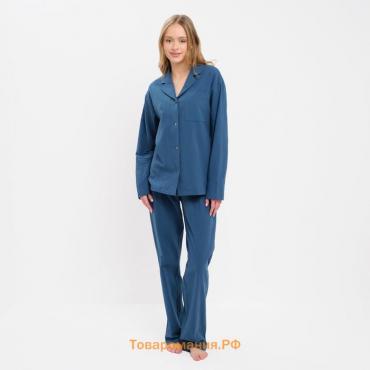 Пижама женская (рубашка и брюки) KAFTAN "Basic" р.52-54 , синий