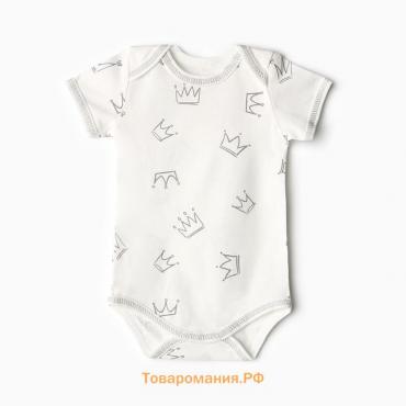 Боди Bloom Baby Короны с кор. рукавом, р. 68 см, молочный