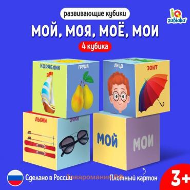 Развивающие кубики «Мой, моя, моё, мои», 4 элемента, 3+